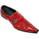 Fiesso Red Braided Patent Leather Pointed Toe Shoes FI8090